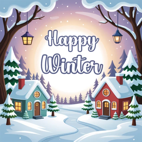 Plantilla de diseño de país de las maravillas invernal para tarjetas de felicitación navideñas