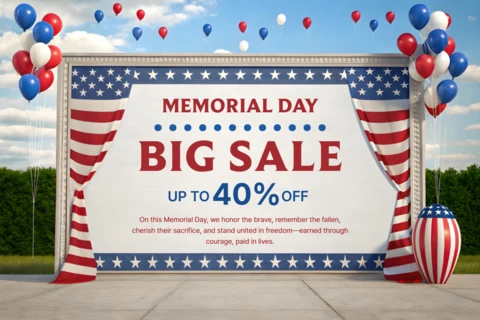 Memorial Day Big Sale Design Template with Patriotic Theme - Editable Banner for Promotions