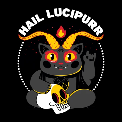 Hall lucipurr plantilla de diseño de camiseta parodia de lucifer