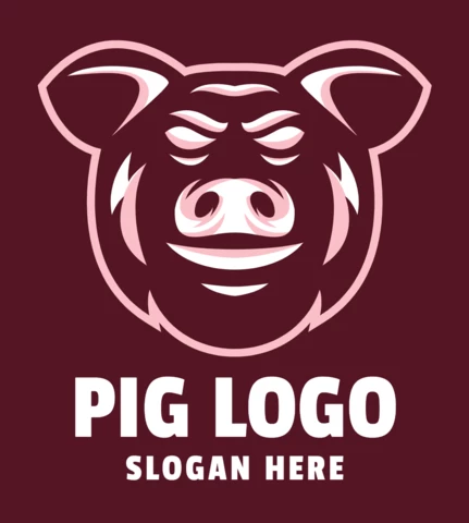 Modèle de conception de logo de dessin animé de cochon en colère