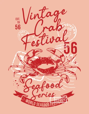 Vintage Crab Festival T-Shirt Design Template