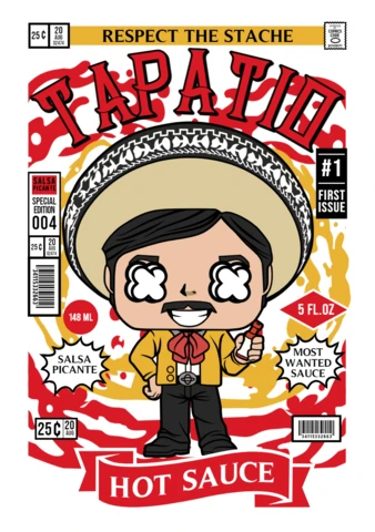 Tapatio man personaje de dibujos animados plantilla de diseño de portada de revista