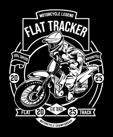 Modelo de design de camiseta de motociclista de pista plana
