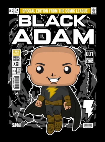 Black Adam Cartoon Character Magazine Cover Design Template