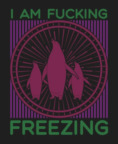 Plantilla de diseño de humor con pingüinos para ropa de clima frío