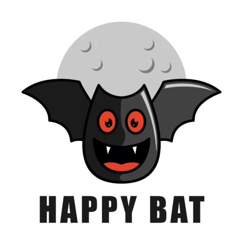 Modello di progettazione del logo del pipistrello felice
