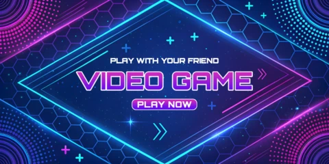 Neon Video Game 80s Design Template for Interactive Play
