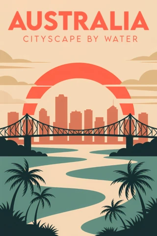 Template de design de paisagem urbana da Austrália para pôsteres de viagem