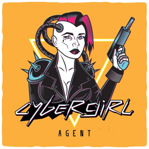 Cybergirl Agent T-shirt Design Template