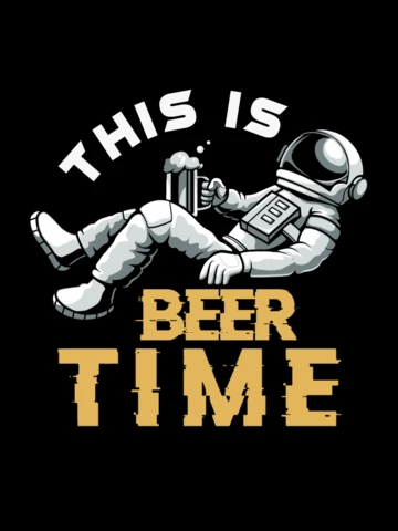 宇宙飛行士Tシャツのデザインテンプレートでビールの時間です