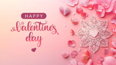 Elegant Valentine's Day Card Template with Petals