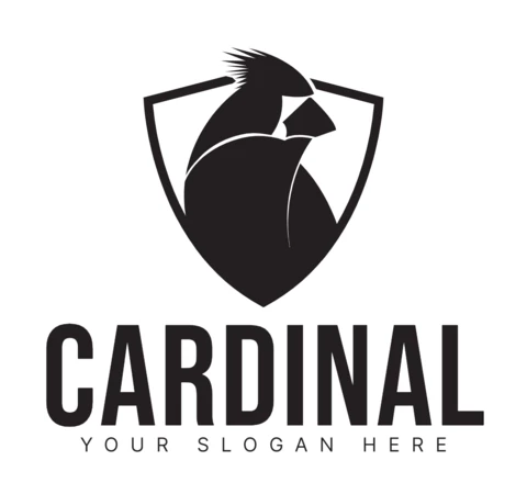 Cardinal Bird Logo Design Template Black