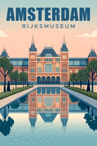 Amsterdam Rijksmuseum Retro Design Template for Posters