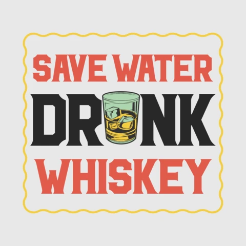 Save Water Drink Whiskey Vintage T-shirt Design Template
