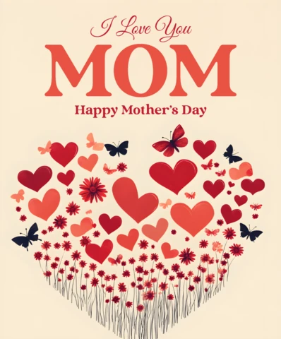 Floral Heart Design Template for Mother's Day - Editable Love You Mom Card