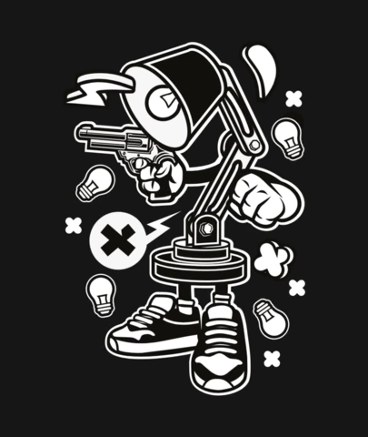 Lamp Cartoon Character T-Shirt Design Template