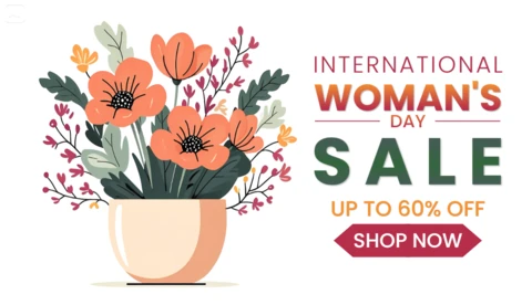 International Women's Day Sale Design Template With Flower Bouquet