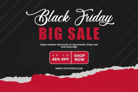 Black Friday Sale Design Template for Promotional Flyers with Bold Typography and Tear Effect