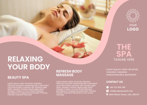 Şıklık içeren spa tasarım şablonu, rahatlama ve vücut masajı promosyonları için.