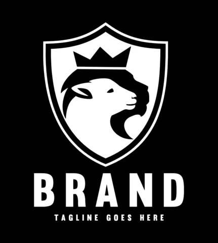 King Lion and Lamb Logo Design Template