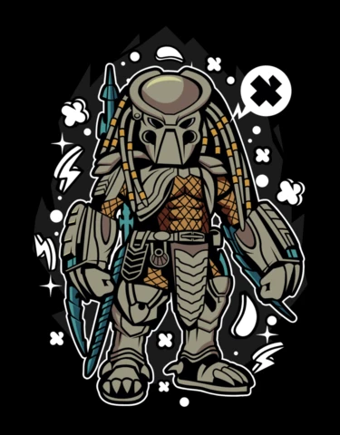 Predator Cartoon Character T-shirt Design Template
