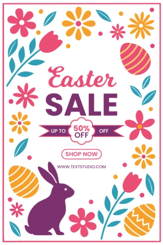 Modèle de vente de fleurs de printemps et de Pâques - promotion de 50 % éditable