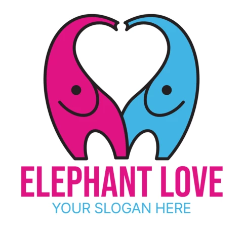 Elefant Liebe buntes Logo Design Vorlage
