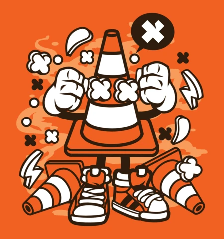 Traffic Cone Cartoon Character Poster Design Template