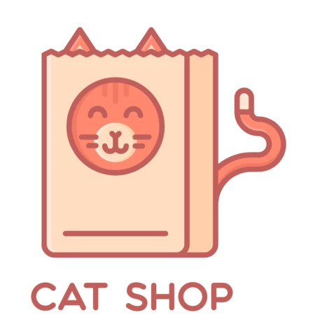 Cat Shop Colorful Logo Design Template