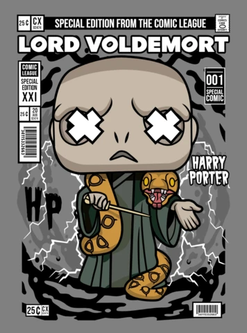 Modèle de conception de couverture de magazine de personnage de dessin animé Lord Voldemort