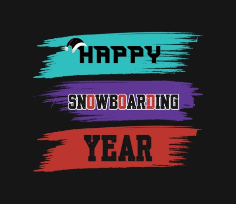 Happy Snowboarding Year Winter T-Shirt Design Template