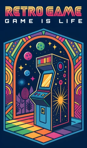Retro-Spielautomaten-Design-Vorlage für T-Shirt
