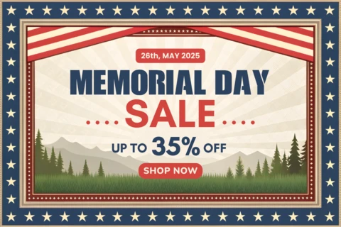 Retro Memorial Day Sale Template Design with Patriotic Elements