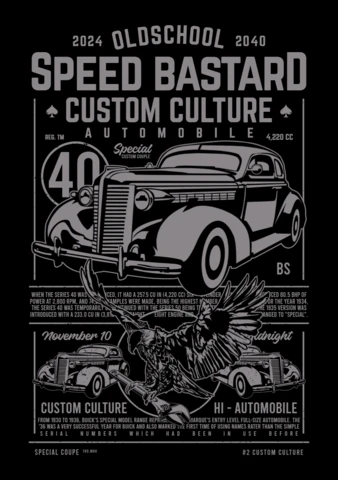 Speed Bastard Car Hot Rod T-shirt Design Template