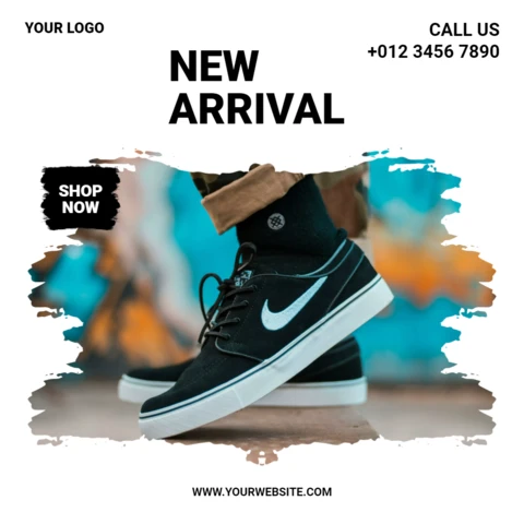 New Arrival Sneakers Streetwear Instagram Post Design Template