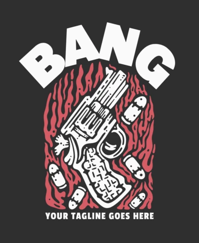 Bang with Pistol T-shirt Design Template