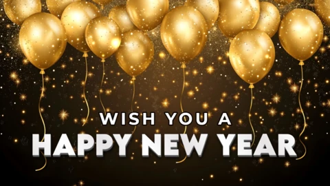 Modèle de conception de ballons dorés pour la bonne année 2025