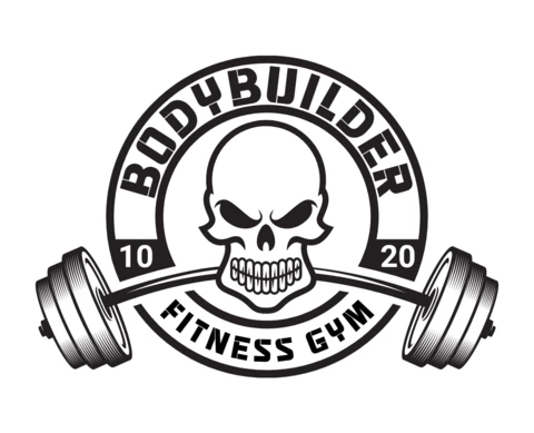 Modelo de design de logotipo de academia de musculação com caveira