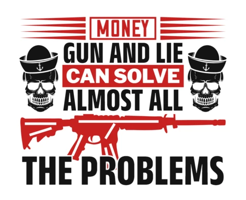 Bold Typography Design Template: 'Money, Gun, and Lie' Graphic Art