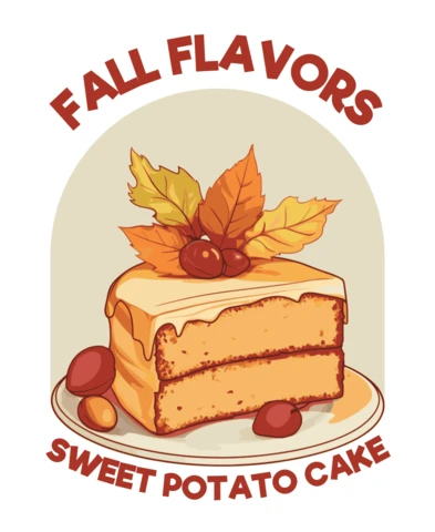Modèle de design de gâteau à la patate douce pour les marchandises saisonnières aux saveurs d'automne