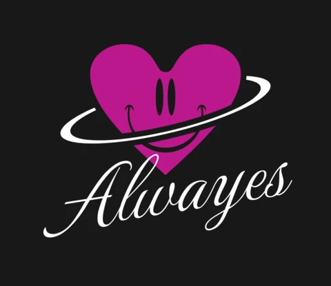 Gráfico de planeta sonriente de corazón de alegría con diseño de camiseta de emblema de positividad rosa.