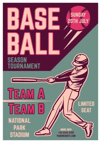 Baseball Tournament Vintage Flyer Design Template