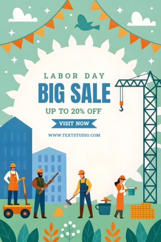 Modelo de design de promoção do Dia do Trabalho - estilo ilustrativo colorido para promoções