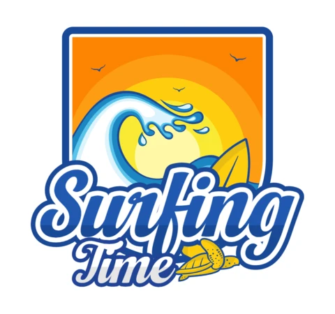 Surfing Time Colorful Logo Design Template