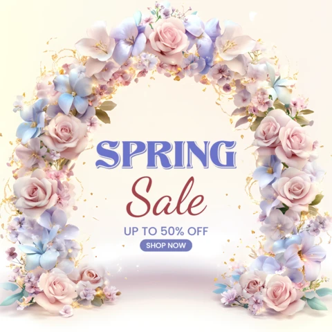 Spring Floral Sale Template Design with Elegant Roses and Blossoms