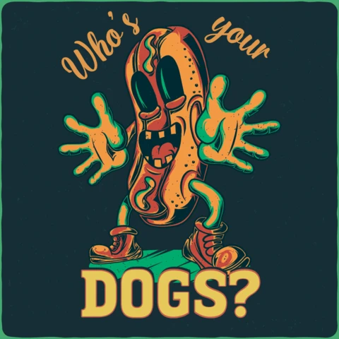 Modelo de camiseta engraçada com personagem de cachorro-quente