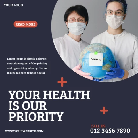 Hospital Modern Advertising Social Media Post Design Template