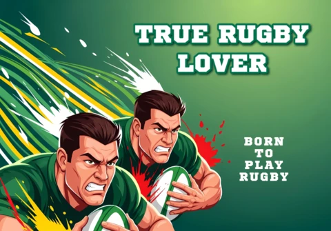 Dynamic Rugby Player Template for Sports Merchandise Design