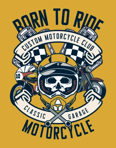 Born to Ride Motorcycle T-Shirt Design Template