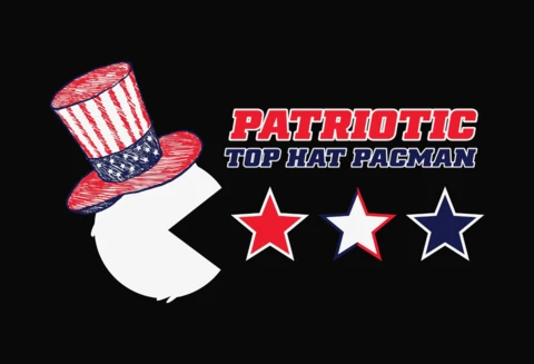Szablon koszulki z patriotycznym nakryciem głowy pacman